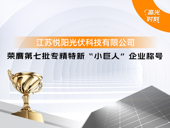 高光時(shí)刻 | 陽光能源悅陽基地榮獲國家級榮譽(yù) 專精特新“小巨人”企業(yè)稱號
